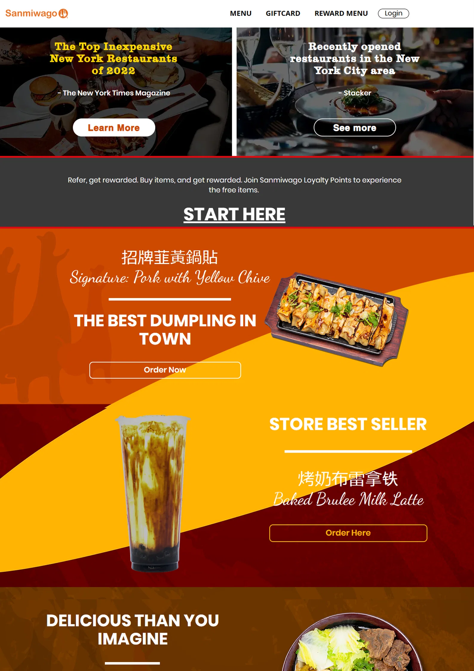 Sanmiwago Restaurant Website